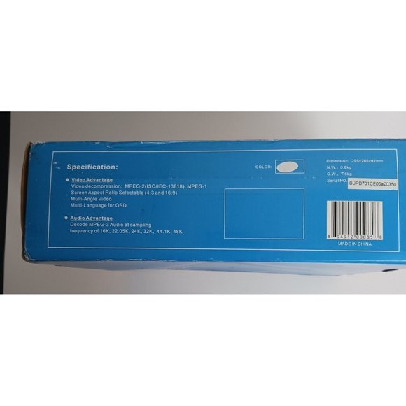 Sungale Portable DVD CD Mp3 Player PD701 Remote Control AC DC AV Cable NOS - Picture 6 of 10